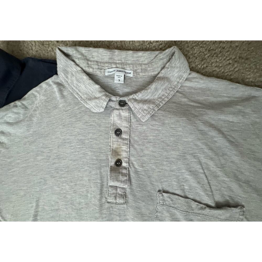James Perse Shirt Lot of 2 Size 3 Gray Long Sleeve Blue Polo USA Made Cotton - Picture 5 of 12